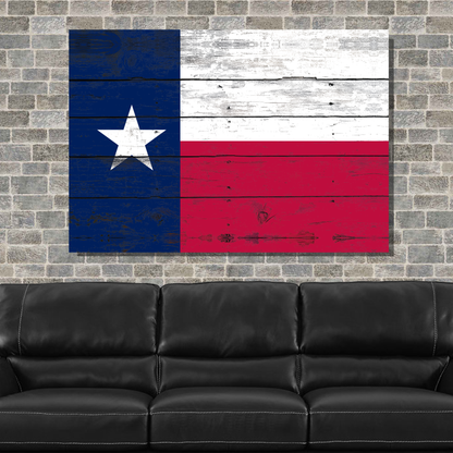 Distressed Wooden Texas Flag Canvas